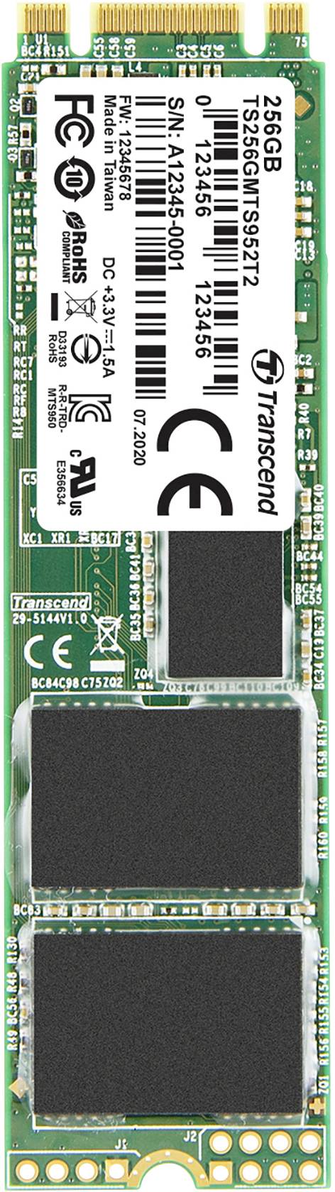 Transcend MTS952T2 256 GB SSD interno NVMe/PCIe M.2 M.2 SATA 6 Gb/s Industrial TS256GMTS952T2