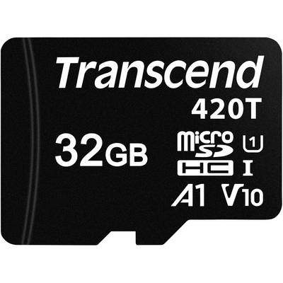 Pamäťová karta Transcend 420T microSD s kapacitou 32 GB, rýchlostné triedy U1, A1 a V10, vhodná pre multimédiá a aplikácie.