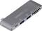 Strieborný USB-C hub značky 'Terratec' vybavený dvomi USB 3.0 portami, čítačkou SD kariet a slotem pre MicroSD kartu.