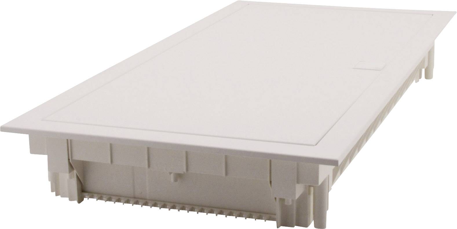 Plastový obdĺžnikový biely mriežkový vložka vetracieho otvoru, pohľad z perspektívy šikmo zospodu sprava.