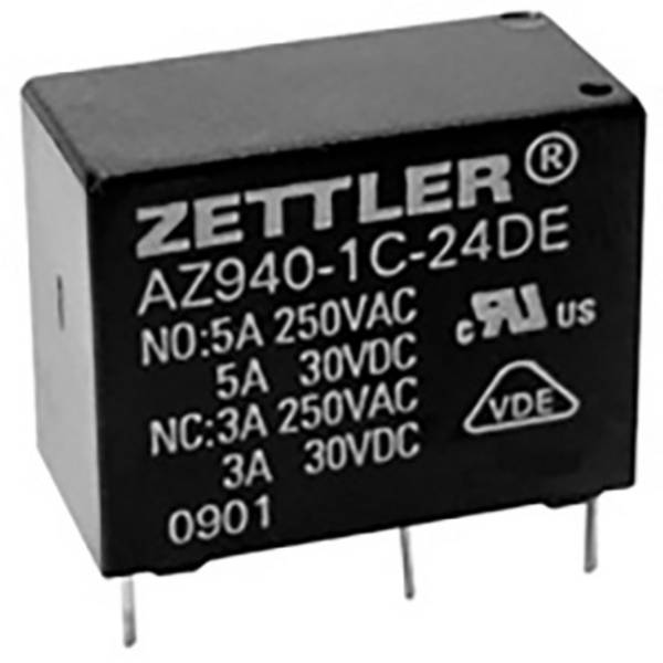 Zettler Electronics, AZ940-1AB-24DS relé do DPS, monostabilný, 1 cievka, 150 V/DC, 400 V/AC, 10 A, 1 ks