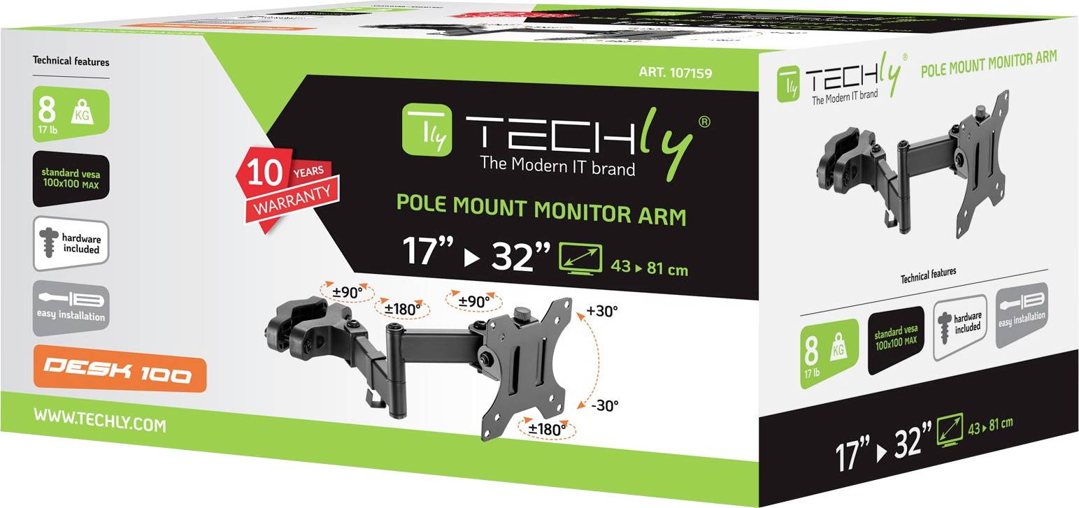 TECHly ICA-LCD-110BK držiak monitoru 43,2 cm (17") - 81,3 cm (32") otočný, sklápajúci, nakláňací-1