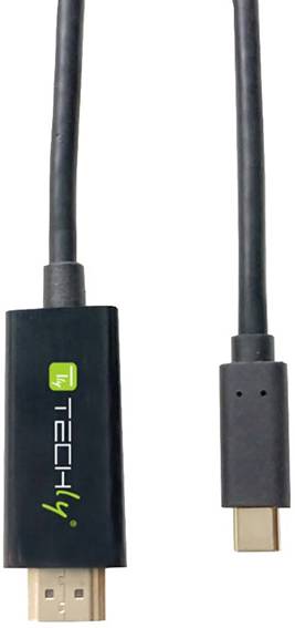 TECHly HDMI / USB-C® prepojovací kábel USB-C ® zástrčka 2.00 m čierna IADAP-USBC-HDMI2TY HDMI kábel-0