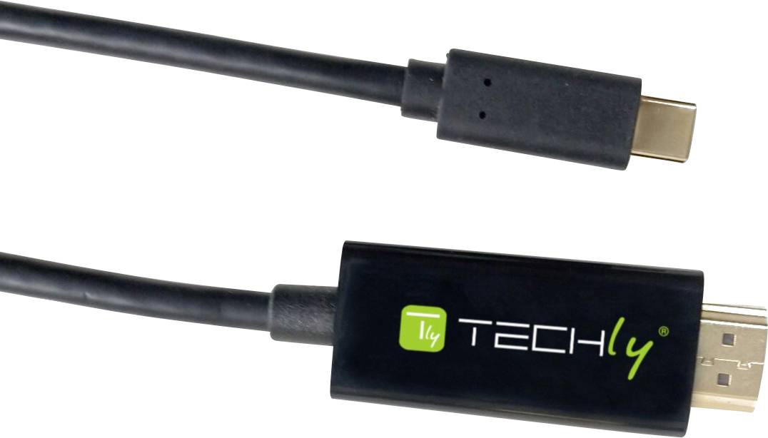 TECHly HDMI / USB-C® prepojovací kábel USB-C ® zástrčka 2.00 m čierna IADAP-USBC-HDMI2TY HDMI kábel-1