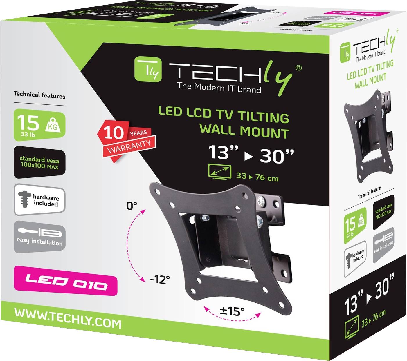 TECHly ICA-LCD-901 TV držiak na stenu nakláňací, sklápajúci, 33,0 cm (13") - 76,2 cm (30"), ICA-LCD-901-4