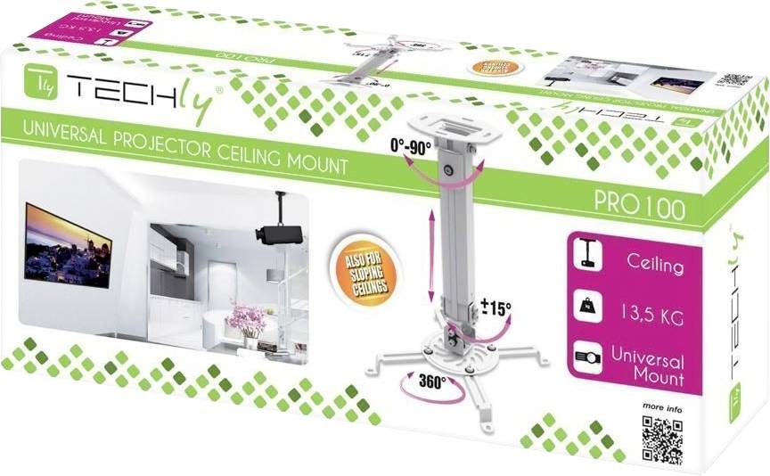 TECHly ICA-PM-18M stropný držiak na projektor sklápajúci, nakláňací, otočný Vzd. krajiny-strop (max.): 900 mm strieborná-2