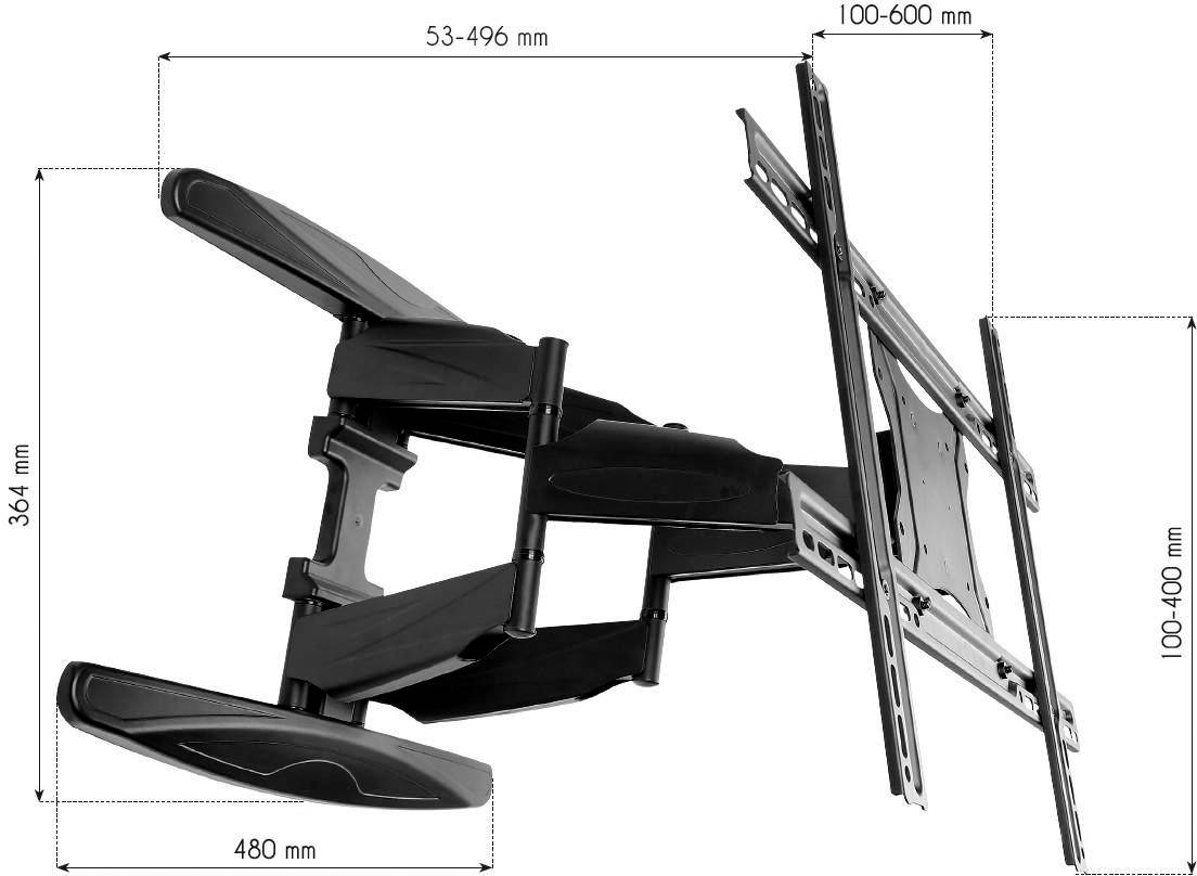 TECHly ICA-PLB-172L TV držiak na stenu sklápajúci, nakláňací, 101,6 cm (40") - 203,2 cm (80"), ICA-PLB-172L-10