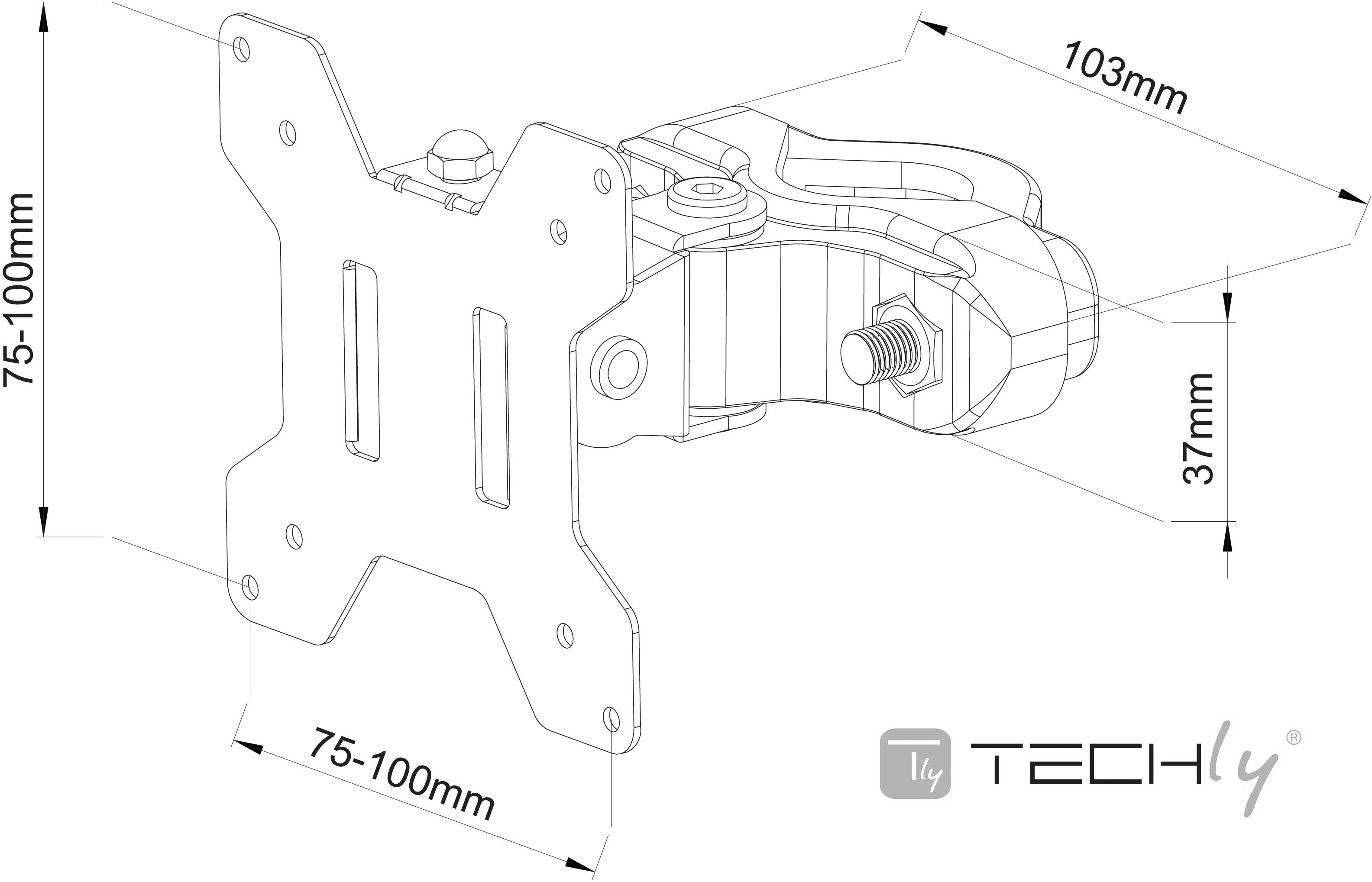 TECHly ICA-LCD-100BK držiak monitoru 33,0 cm (13") - 76,2 cm (30") otočný, sklápajúci, nakláňací-2