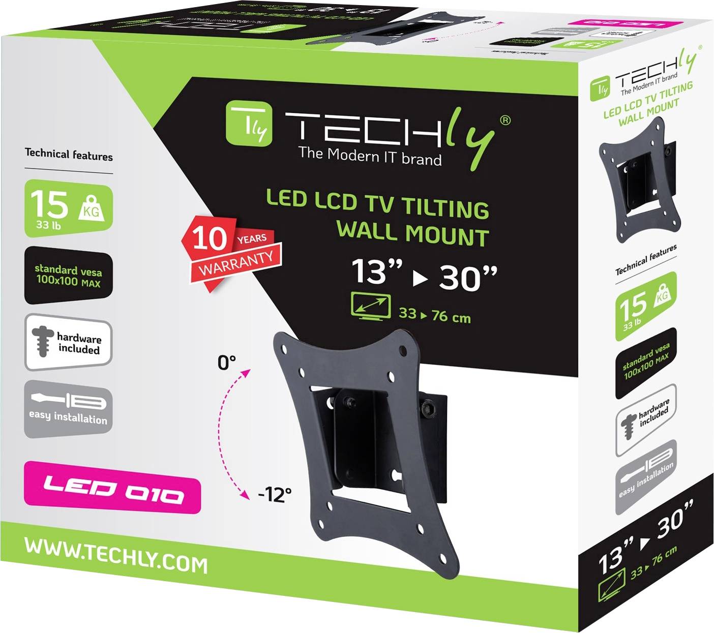TECHly ICA-LCD-900 TV držiak na stenu sklápajúci, 33,0 cm (13") - 76,2 cm (30"), ICA-LCD-900-3