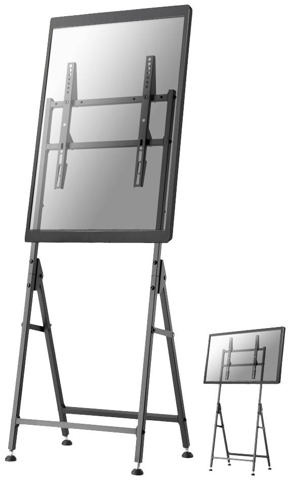 Čierny stojanový rám s montovateľným plochým displejom.