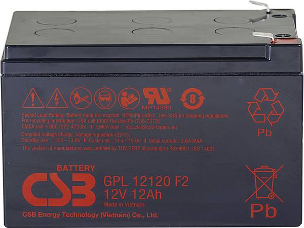 CSB Battery GPL 12120 GPL12120F2 olovený akumulátor 12 V 12 Ah olovený so skleneným rúnom (š x v x h) 151 x 100 x 98 mm plochý konektor 6,35 mm  bezúdržbová, nebadateľné vybíjanie