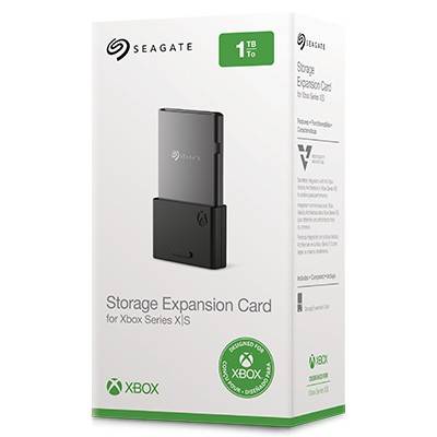 Rozširovacia pamäťová karta Seagate pre Xbox Series X/S, 1 TB. Balenie zobrazuje produkt a logo Xbox, optimalizované pre výkon.