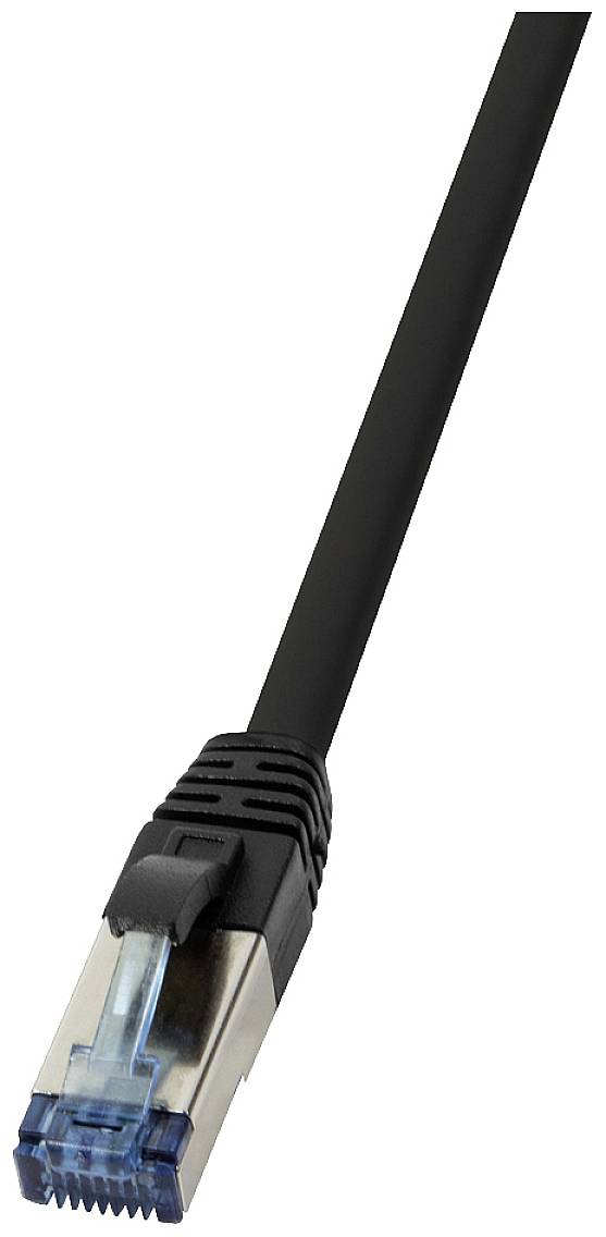 LogiLink CQ6145S RJ45 Cavo di rete, cavo patch CAT 6A S/FTP 50.00 m Nero Schermatura intrecciata, Privo di alogeni, guaina in PUR, resistente agli aci