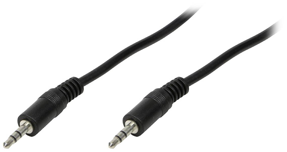 Dva čierne audio káble so 3,5 mm jackami na oboch koncoch, vhodné pre stereofónne pripojenie.