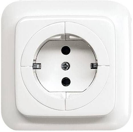 Elektrická zásuvka, biela, s detskou poistkou. Vhodná pre vidlice Schuko.