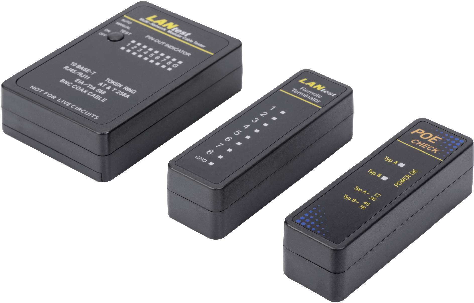 Digitus DN-14001-1 Tester di rete Adatto per (Specifiche di rete (CAT)): CAT 3, CAT 5, CAT 6, CAT 7a