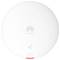 Guľatý biely Huawei WiFi router s označením 'WiFi 6' v strede a malou červenou kontrolkou v spodnej časti.