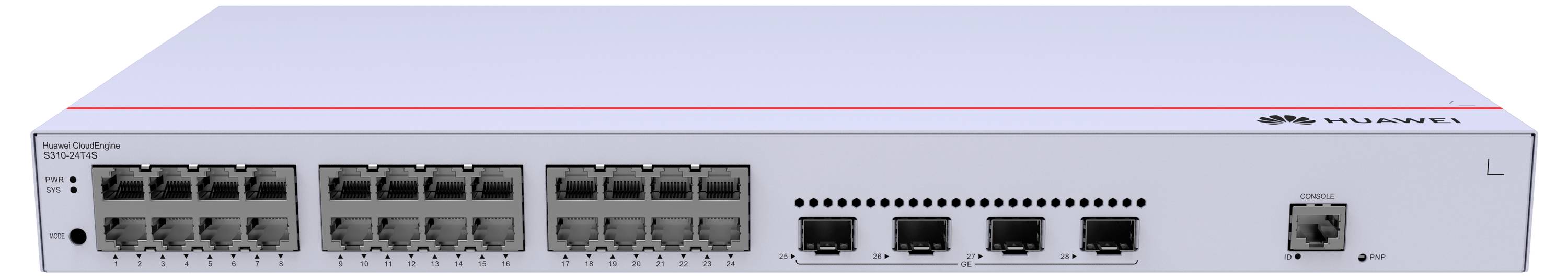 Sieťový prepínač s viacerými ethernetovými portami a napájacím vstupom, vhodný pre profesionálne kabelážne riešenia.
