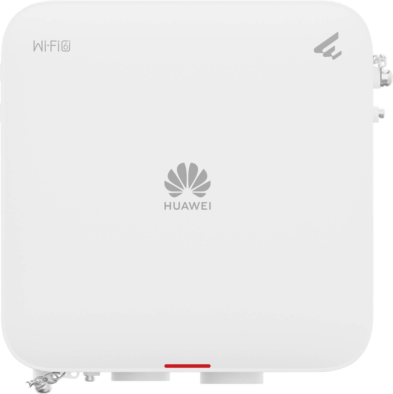 Biely Huawei Wi-Fi 6 router s logom uprostred. Vľavo hore symbol Wi-Fi 6. Vhodný pre rýchly a stabilný internet.