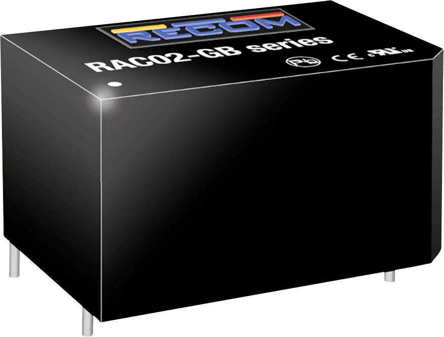 Čierny obdĺžnikový elektronický modul s nápisom 'RAC02-GB series' a niekoľkými priemyselnými normovými symbolmi pod ním.