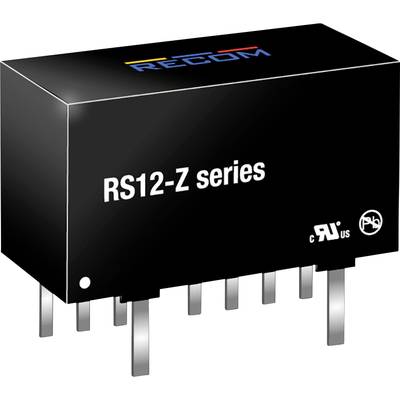 Čierna elektronická súčiastka s nápisom "RS12-Z series", ktorá má niekoľko kovových kolíkov v spodnej časti a logo výrobcu hore.