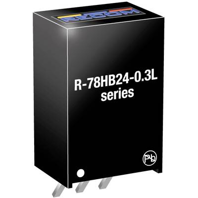 Čierna elektronická súčiastka s nápisom 'R-78HB24-0.3L series', dolu viditeľné tri spojovacie kolíky.