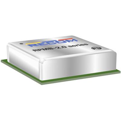 Strieborný lesklý modul s nápisom 'RECOM RPMB-2.0 series' na zelenej podložke; nachádza sa na ňom symbol Pb.