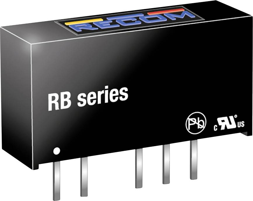 "RB séria" čierny elektronický komponent so štyrmi striebornými kolíkmi, často používaný v elektronických obvodoch.