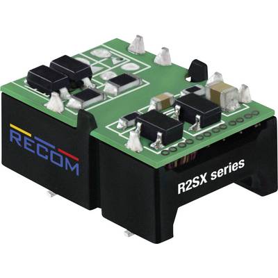 Zelený elektronický modul s čiernymi a striebornými komponentmi, označený nápisom 'RECOM' a 'R2SX series'.