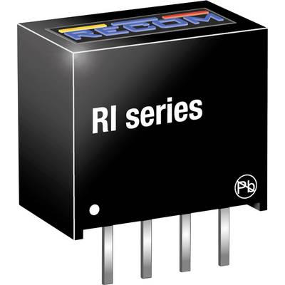 Elektronická súčiastka s nápisom 'R1 series', štyri strieborné kolíky na spodnej strane, čierne puzdro.