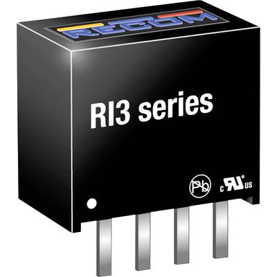 Čierno-sivý elektronický modul s nápisom 'RI3 series', zobrazuje štyri kovové kolíky dole. Hore je viditeľné farebné logo.