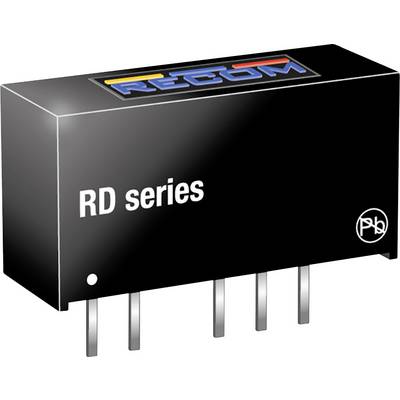 Čierna elektronická súčiastka s nápisom „RD séria". Má niekoľko kovových pinov dole. Firemné logo hore farebnými písmenami.