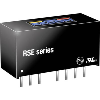 Čierny elektronický komponent s nápisom 'RSE séria'. Obdĺžnikový tvar, šesť kovových pinov na spodnej strane na montáž.