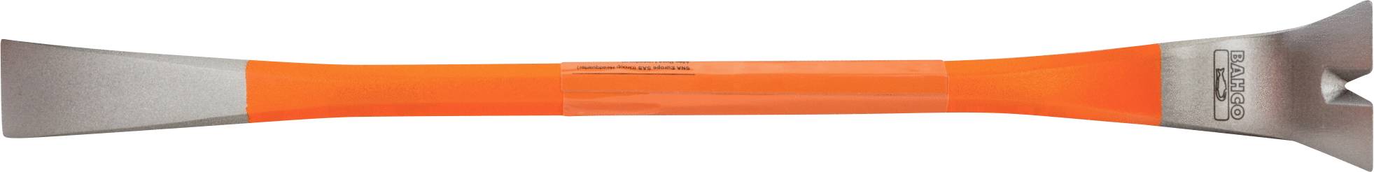Oranžový plochý sekáč s kovovými koncami, ktorý sa často používa na páčenie alebo odlamovanie materiálov.
