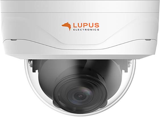 Bezpečnostná kamera od LUPUS Electronics s bielym krytom, zaoblenému dizajnom a čiernym objektívom v strede.