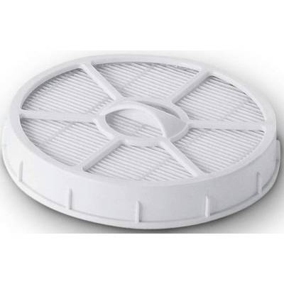 Guľatý, biely náhradný filter do vysávača s mriežkovitým dizajnom pre efektívnu filtráciu vzduchu.