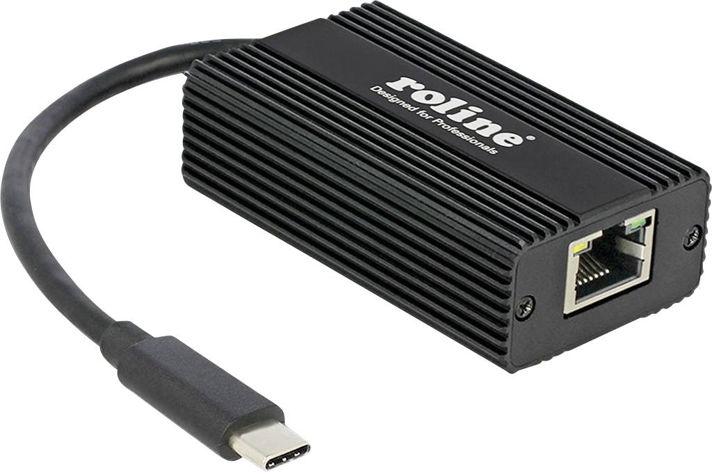 Čierny adaptérový kábel USB-C na Ethernet s vrúbkovaným dizajnom a ethernetovou zásuvkou, vhodný pre profesionálne použitie.