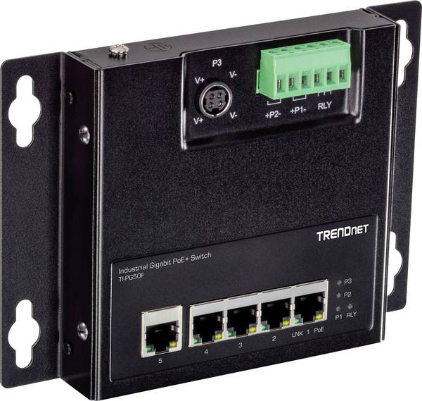 TrendNet TRENDnet TI-PG50F - Industrial - Switch - unmanaged - 5 x 10/100/1000 (PoE+) priemyselný ethernetový switch  10 / 100 / 1000 MBit/s