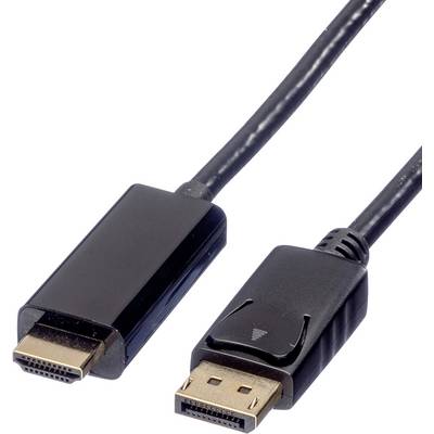 Čierny kábel s konektormi HDMI a DisplayPort, používaný na pripojenie počítačov k monitorom alebo displejom.