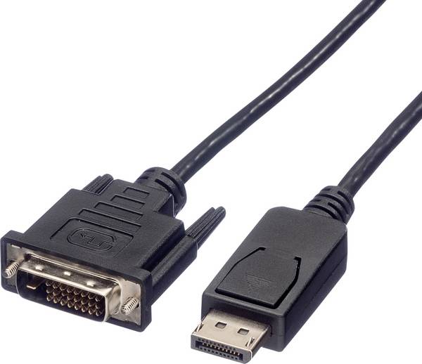Roline DisplayPort prepojovací kábel Konektor DisplayPort, DVI-D 24+1pol. Zástrčka 1.00 m čierna 11.04.5613 tienený Kábel DisplayPort