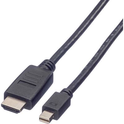 Value DisplayPort prepojovací kábel Mini DisplayPort konektory, Zástrčka HDMI-A 1.00 m čierna 11.99.5790 tienený Kábel D