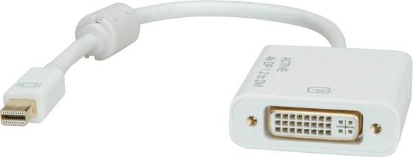 Roline Mini-DisplayPort / DVI káblový adaptér Mini DisplayPort konektory, DVI-D 24+1pol. zásuvka 0.10 m biela 12.03.3137 4K UHD Kábel DisplayPort