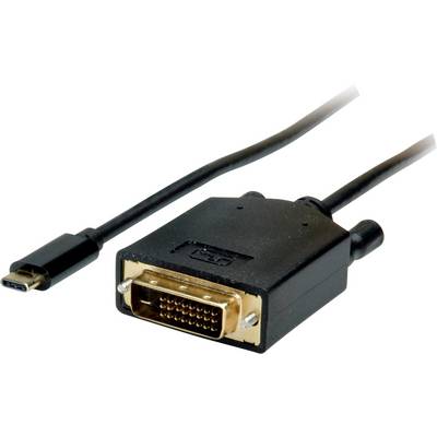 USB-C na DVI adaptérový kábel s čiernym káblom a konektormi.
