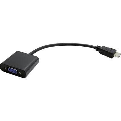 Čierny adaptérový kábel HDMI na VGA, ľavý koniec s VGA konektorom a pravý koniec s HDMI zástrčkou.