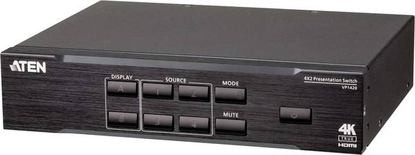 ATEN VP1420  HDMI matrix switch možnosť 3D prehrávania, s audio portami, pripravené pre Ultra HD, so zabudovaným prevodníkom, možnosť montáže do stojanu  čierna