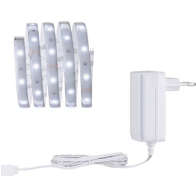 LED svetelný pásik v niekoľkých slučkách s napájacím zdrojom. Biely kábel spája pásiky s napájacím zdrojom. Vhodné na osvetľovacie účely.