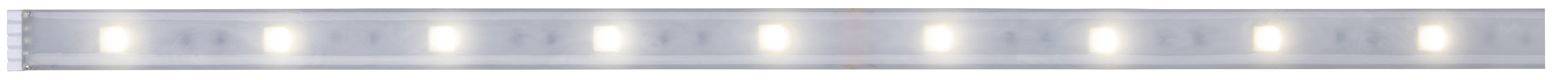 Rozmazaný, horizontálny svetelný pruh na sivom pozadí. Svetelné zdroje sú rovnomerne rozmiestnené pozdĺž pruhu.