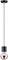 Moderná, minimalistická závesná lampa s čiernym valcovým tienidlom a svietidlom v ružovozlatej farbe, zavesená na tenkom kábli.