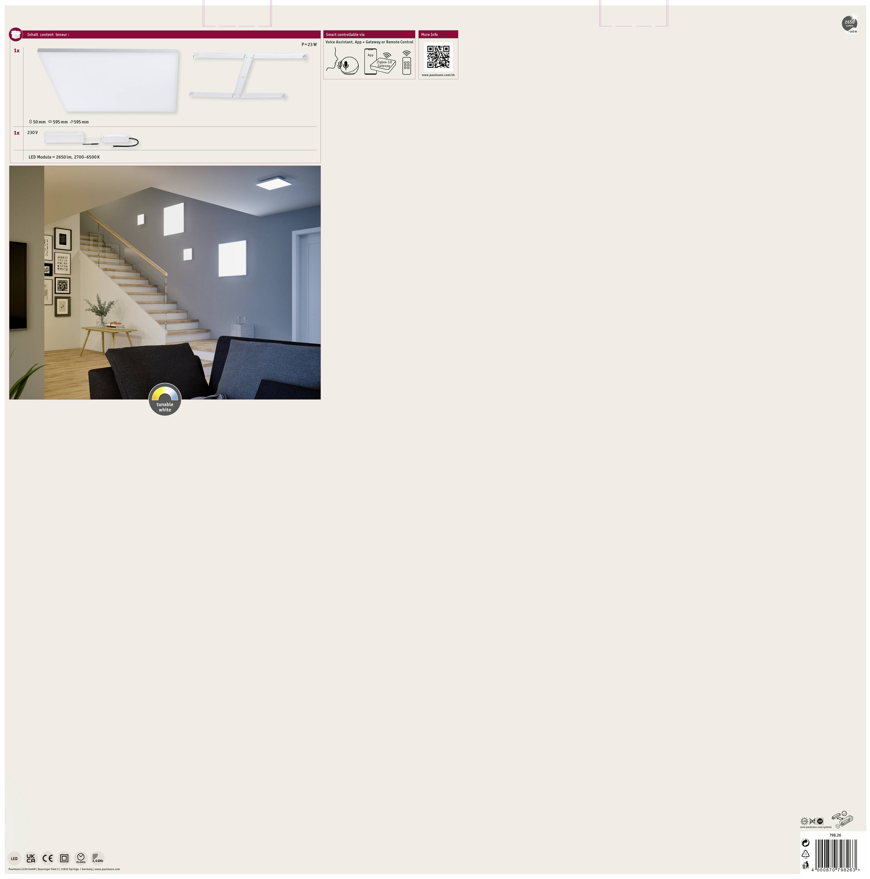 Návod na inštaláciu LED panela na schodisku s obrázkom osvetleného schodiska.