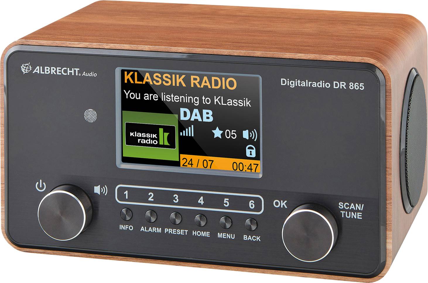Albrecht DR 865 27865 stolný rádio, DAB+, FM, AUX, bezbariérové, vr. diaľkového ovládania, zámok klávesnice, funkcia ala-9